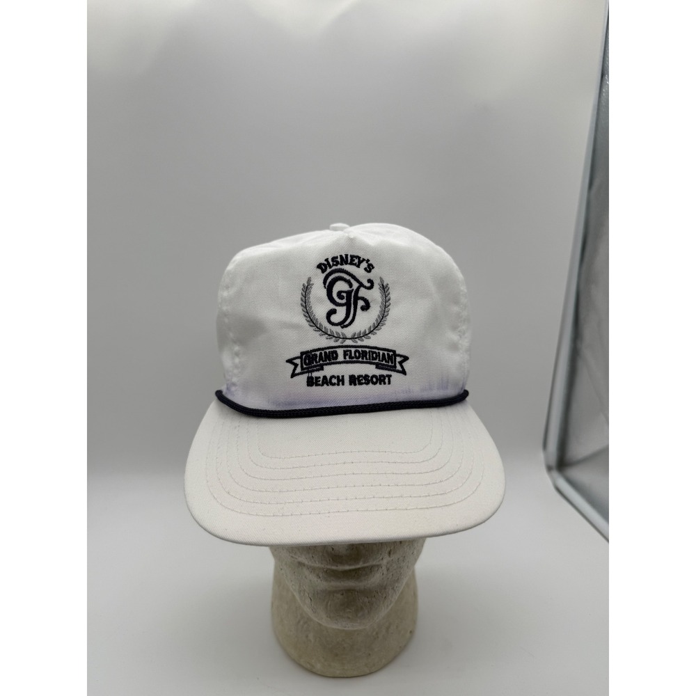Vintage Disney Grand Floridian Beach Resort Hat White Rope Cap Made in USA Adult
